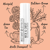 Instant Effects Neck and Chest Rejuvenating Serum 30ml ingredients illustration butchers broom argan oil Asiatic pennywort green tea marigold
