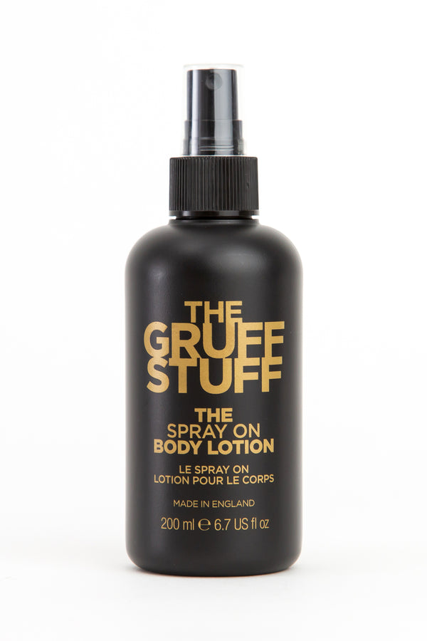 THE GRUFF STUFF The Spray On Body Lotion 200ml bottle award winning genderless vegan skincare  