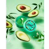 INC.redible Party Recharge Nourishing Avocado Under Eye Masks - 20 Pairs lifestyled image showing ingredients avocados surrounding opened packaging 