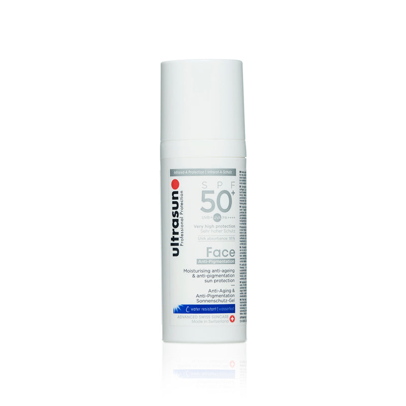 Ultrasun  SPF50+Face Anti-Pigmentation Formula 50ml bottle close up 