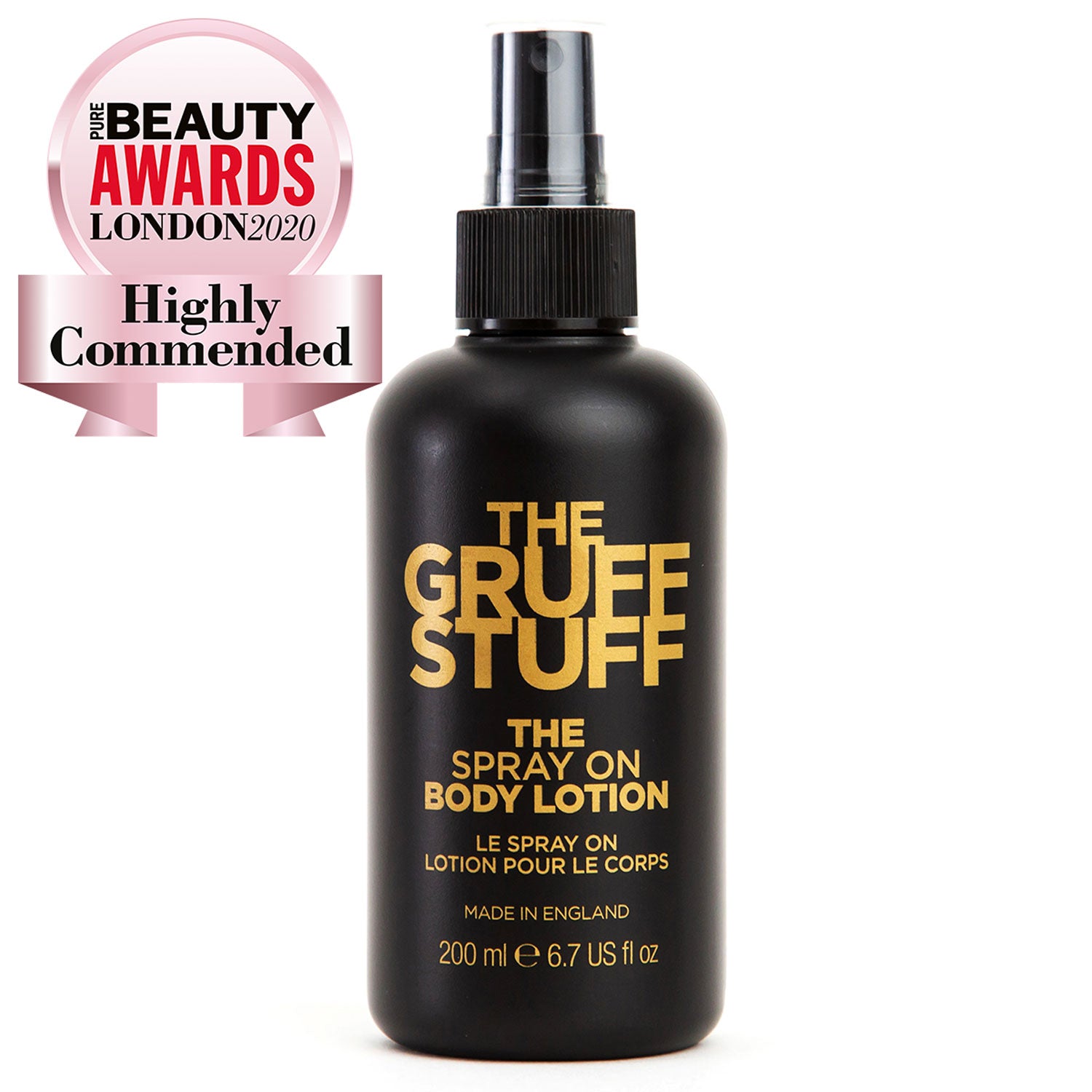 THE GRUFF STUFF The Spray On Body Lotion 200ml award winning genderless vegan skincare  